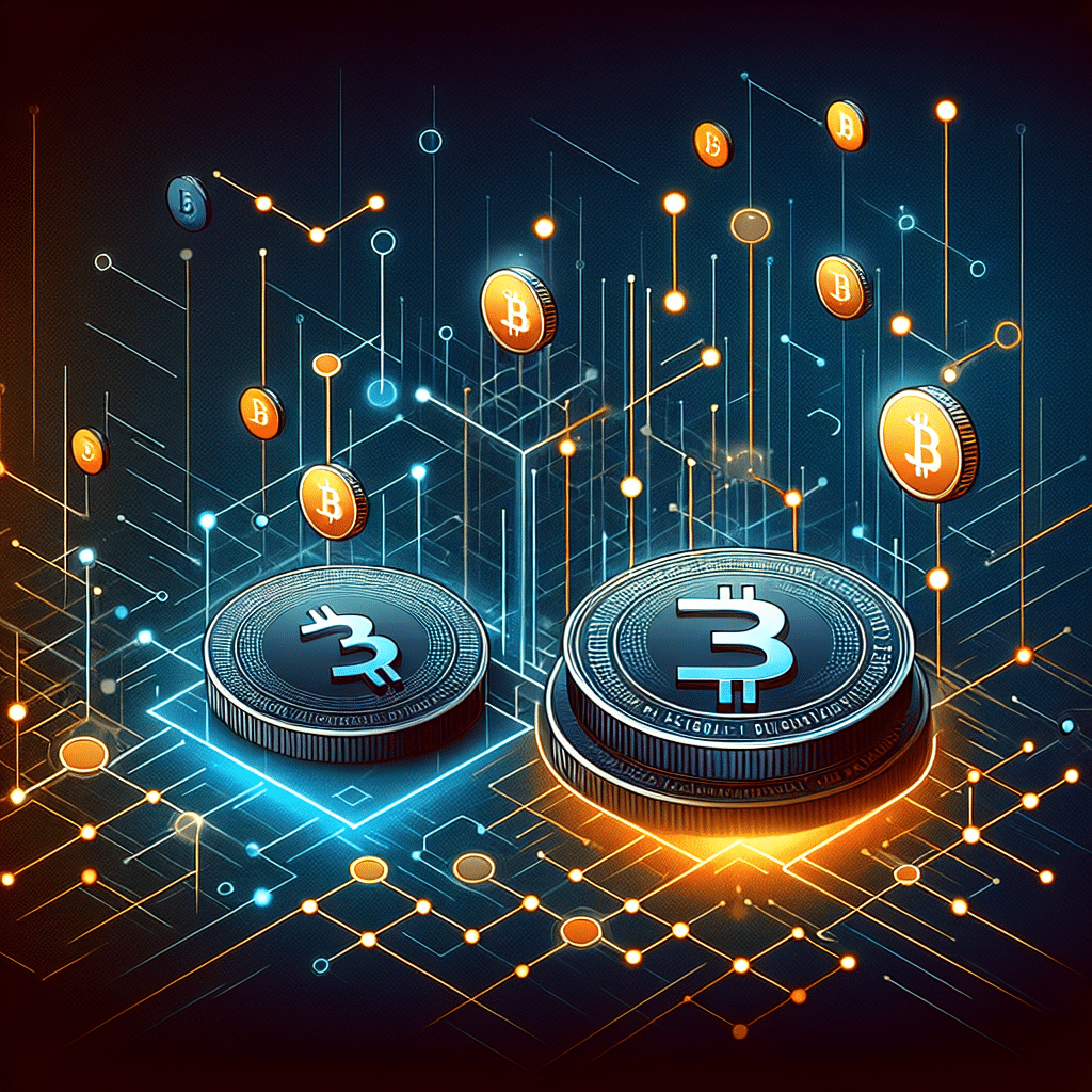 **Alt-text for SEO:** Digital illustration of the $333 billion global stablecoin market featuring large USDT and USDC coins at the center of a futuristic blockchain network, surrounded by smaller stablecoin tokens, all layered over a subtle Ethereum logo. The artwork uses bright orange (#FF9811), dark blue (#000D43), and midnight blue (#021B88) to create a sleek, professional, and technology-forward design, sized for a 1200 x 628 WordPress blog header, visually highlighting the dominance of USDT and USDC in the crypto market.
