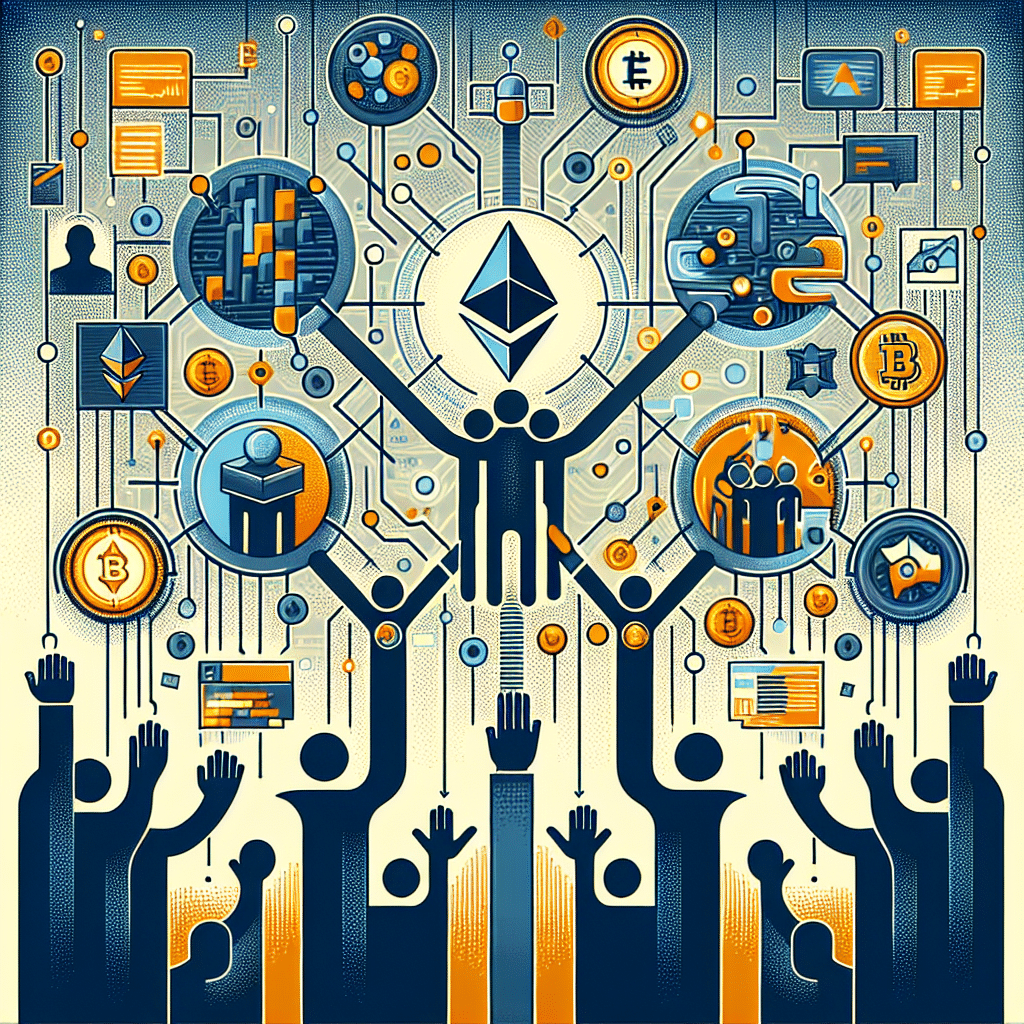 **SEO Alt-Text:** Illustration of interconnected blockchain networks and digital finance symbols for a DeFi blog post, featuring Ethereum icons, stylized tokens, and diverse hands uniting over abstract blockchains, symbolizing collaboration, crisis response, and resilience. The image uses a bold, sophisticated color palette of orange (#FF9811), dark blue (#000D43), and midnight blue (#021B88) to convey trust, security, and coordinated recovery in decentralized finance for a modern financial tech audience.