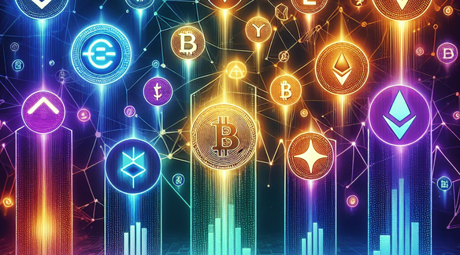 SEO Alt-text suggestion: "Dynamic digital illustration hero image (1200 x 628) featuring Celo, Raydium, Ethena, Solana, and Tezos altcoin symbols with upward-trending graph lines and glowing accumulation signals, over a deep blue and midnight abstract network background. Orange accents symbolize resilience and optimism, with subtle trading charts and blockchain network nodes representing cryptocurrency market growth, innovation, and recovery; brand colors #FF9811, #000D43, and #021B88 visually balanced for a professional crypto blog." Let me know if you want it shorter or tailored for a specific platform!