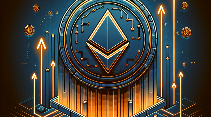 **SEO Alt-Text for Your Image:** Modern digital illustration of the Wrapped Ronin (WRON) token symbol emerging from a stylized blockchain network, featuring the Coinbase logo discreetly in the scene. Upward arrows and glowing highlights suggest potential market growth and increased visibility. The WRON token is encircled by a circular ring symbolizing interoperability and token wrapping. The image uses orange (#FF9811), dark blue (#000D43), and midnight blue (#021B88), showcasing innovation and cohesion in the cryptocurrency and blockchain space, sized 1200 x 628 pixels.