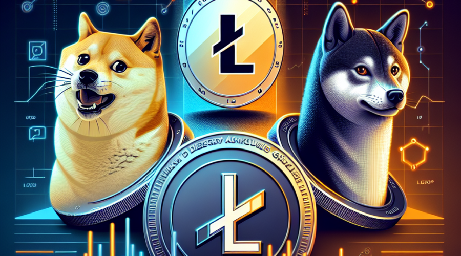 **SEO-Optimized Alt-Text:** Sleek digital banner in 1200x628px showcasing Dogecoin with its playful Shiba Inu mascot, Litecoin with its iconic silver coin logo, and BlockDAG depicted as futuristic nodes in a DAG structure, arranged left to right. The background features gradient blends of orange (#FF9811), dark blue (#000D43), and midnight blue (#021B88) with dynamic blockchain graphics, chart lines, and candlestick motifs, visually highlighting crypto market analysis. Bold headline reads “Crypto Price Predictions & BlockDAG Presale Surge,” conveying a professional and innovative feel that reflects market trends and investment opportunities in digital assets.