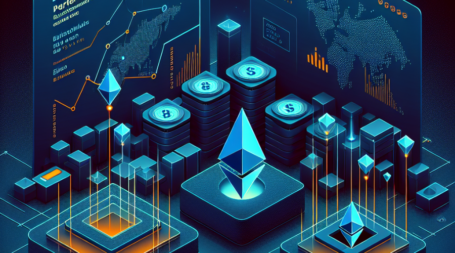 "Professional dark blue graphic image representing the Ethereum Layer 2 blockchain MegaETH, highlighted with orange and midnight blue accents. Prominently features MEGA tokens, symbolizing their imminent launch, and creatively depicts two performance hurdles left to conquer. Designed to reflect the complexity and innovation of blockchain technology."