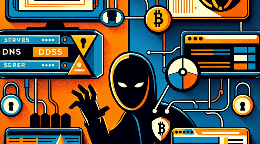 **SEO-Focused Alt Text:** Modern split-screen illustration comparing traditional internet infrastructure with blockchain security; left side features servers, DNS symbols, and a browser warning, with a masked intruder symbolizing a DNS hijack, while right side shows Ethereum logo, ENS .eth domain, and secure digital links protected by a shield, all in branded orange (#FF9811), dark blue (#000D43), and midnight blue (#021B88) accents; tech-focused visual for security incident blog, 1200x628 pixels.
