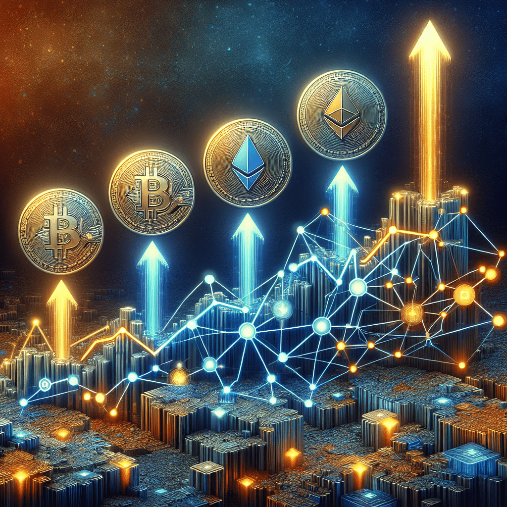**SEO Optimized Alt Text:** Futuristic digital art featuring five interconnected cryptocurrency icons—Hyperliquid, Chainlink, Monero, Stellar, and Litecoin—emerging from compressed charts and accumulation patterns on a 1200x628 pixel canvas. The design uses bold gradients and network lines in branded Orange (#FF9811), Dark Blue (#000D43), and Midnight Blue (#021B88), with glowing ascending arrows symbolizing imminent breakout and generational lows in the crypto cycle, evoking optimism and strategic momentum for the next cryptocurrency expansion.