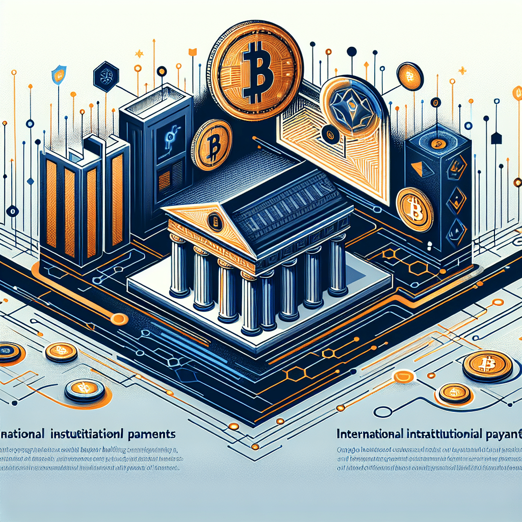 **SEO Alt-Text:** Modern fintech banner illustrating the integration of traditional banking and blockchain technology for cross-border institutional payments, featuring a classic bank building seamlessly connected to a stylized blockchain network with digital token symbols like USDC and USDT; instant settlement and global connectivity are highlighted with flowing digital pathways, while Singapore Gulf Bank’s brand colors—bold orange (#FF9811), dark blue (#000D43), and midnight blue (#021B88)—are professionally integrated throughout the 1200x628 pixel composition.