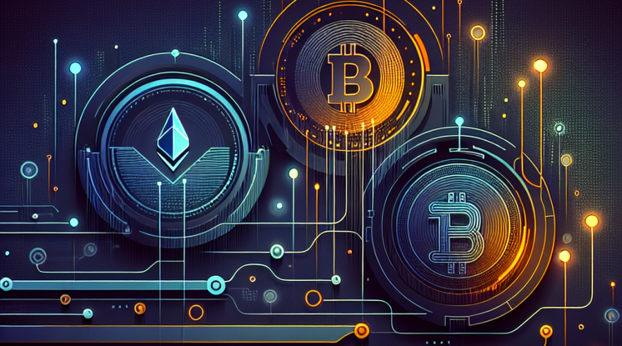 **SEO-Optimized Alt Text:** Abstract modern blog header image displaying interwoven Solana, Cardano, and Pepeto logos on a sleek dark background with blue (#000D43, #021B88) gradients and vibrant orange (#FF9811) highlights; includes digital elements like charts, upward arrows, and network nodes, symbolizing cryptocurrency technology, security, and growth potential—professional fintech design for an article on the best crypto to buy now.