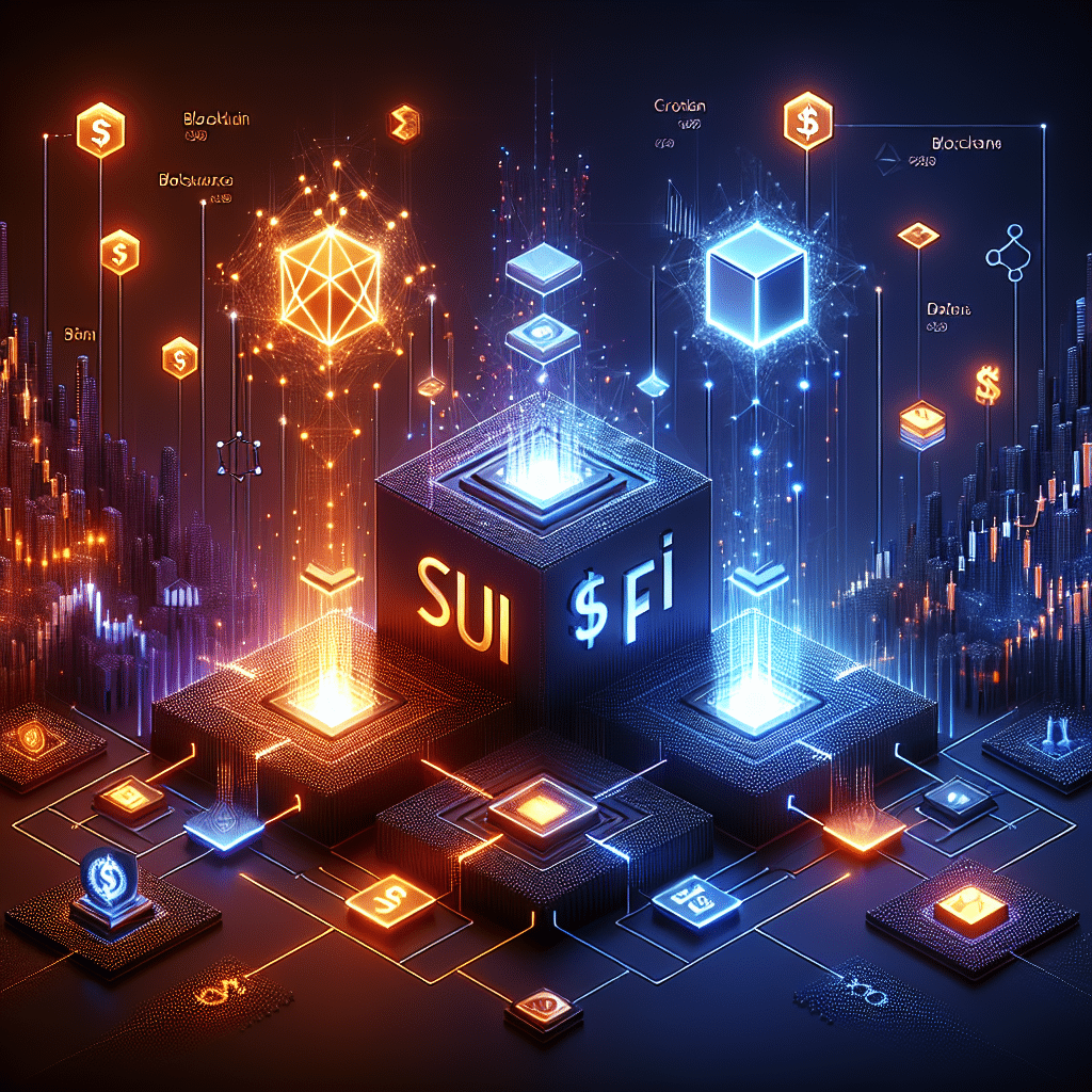**SEO alt-text for your described image:** "Dynamic 1200x628px blog header image showcasing the clash between Sui (SUI) and BlockchainFX ($BFX) crypto projects. Features futuristic blue and orange digital visuals with glowing, interconnected nodes representing Sui’s scalable Layer 1 blockchain, and BlockchainFX as a modern super app hub with trading charts, digital vault, and finance icons. Incorporates bold orange, dark blue, and midnight blue brand colors, with subtle DeFi and Web3 technology motifs for a polished, energetic, and professional WordPress blog post."