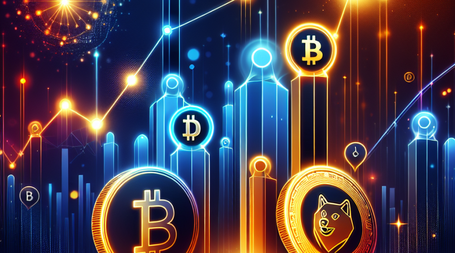 **SEO-Friendly Alt Text:** Digital illustration showing a vibrant, futuristic 1200x628px crypto market resurgence in 2026, featuring abstract icons of Bitcoin, Polkadot (DOT), Dogecoin, and futuristic meme coin Pepeto interconnected by glowing network nodes and lines, with a bullish upward graph in the background; image highlights vivid orange (#FF9811), dark blue (#000D43), and midnight blue (#021B88) brand colors, symbolizing cross-chain interoperability, capital flows, and innovative fintech optimism.