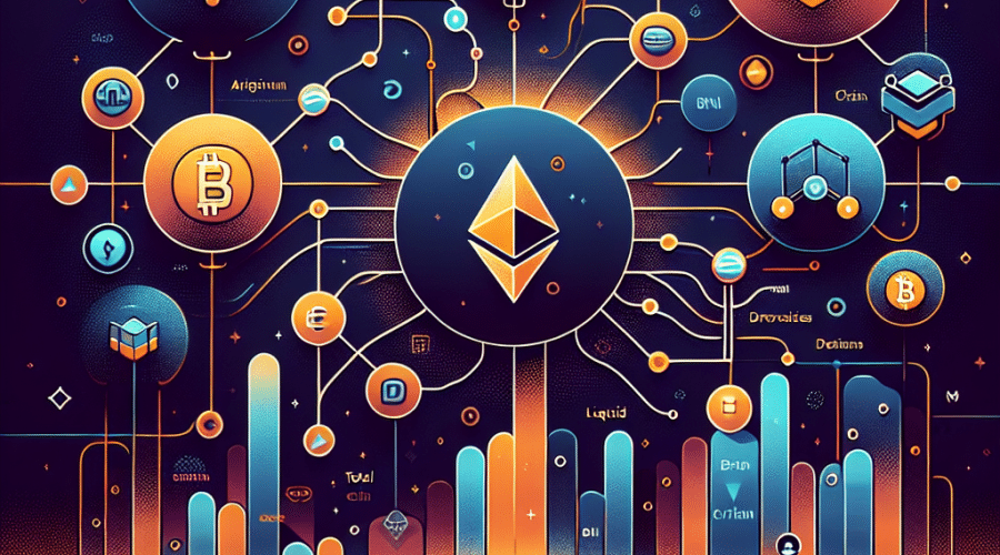 **SEO-Optimized Alt-Text:** Modern professional blog header image sized 1200 x 628 pixels, depicting interconnected DeFi blockchains—Ethereum with Arbitrum icon, Solana, BNB Chain, TRON—and a futuristic interface symbolizing Hyperliquid derivatives platform. Flowing liquidity lines and transparent data overlays connect the networks, with prominent upward graphs and capital icons showing Total Value Locked (TVL) growth, stability, and data-driven DeFi investment. Brand colors Orange #FF9811, Dark Blue #000D43, and Midnight Blue #021B88 create a cohesive, dynamic, and trustworthy visual suited for a cutting-edge decentralized finance blog.