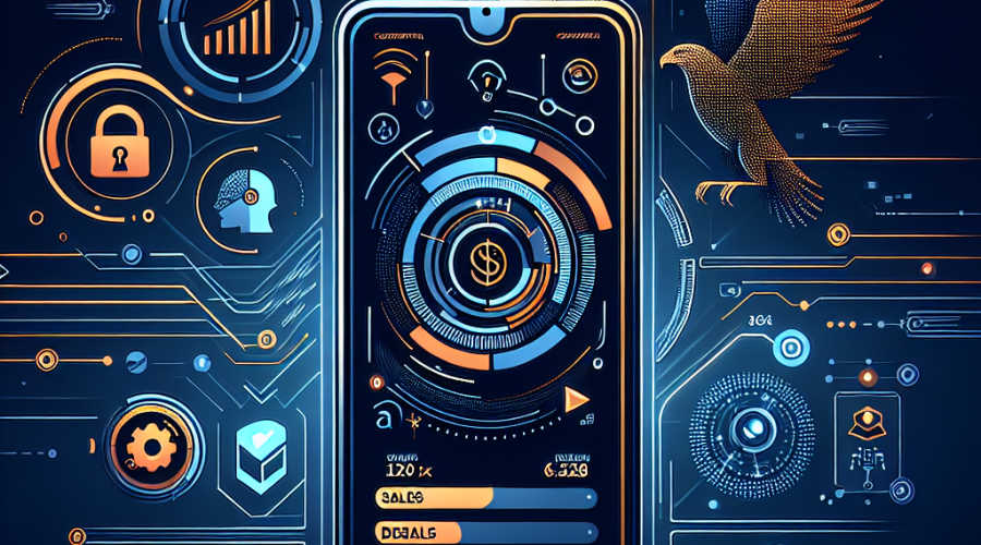 **SEO-Friendly Alt Text:** Sleek modern illustration showing a smartphone with a cutting-edge app interface, surrounded by digital icons for sales, deals, and financial rewards. Forward arrows, glowing data lines, and handshake motifs highlight speed, innovation, and partner collaboration. The CrowdStrike logo and a stylized falcon silhouette are subtly integrated in the background using bold orange (#FF9811), dark blue (#000D43), and midnight blue (#021B88) accents. The professional, secure design visually represents the launching of the transformative Jet platform for CrowdStrike partners and investors.