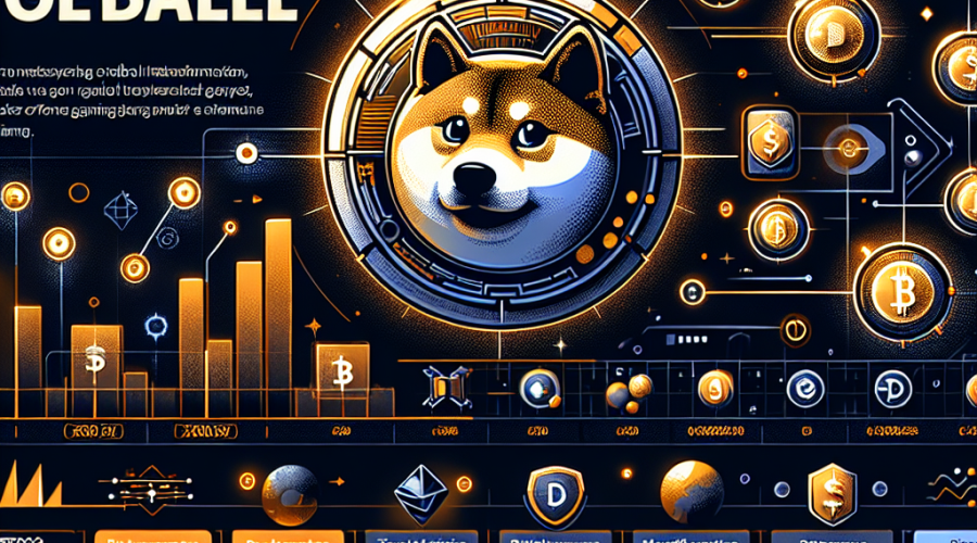 **SEO-optimized alt-text:** Sleek modern banner for DOGEBALL crypto presale at 1200 x 628 pixels, featuring a stylized DOGEBALL coin with tech-inspired design, digital tokens, glowing blockchain transaction lines, dynamic gaming icons, and vibrant play-to-earn elements; showcases early-stage investing, exponential growth with upward-trending charts, and cross-border payment cues, all rendered in bold orange, dark blue, and midnight blue brand colors for a premium fintech and gaming aesthetic.
