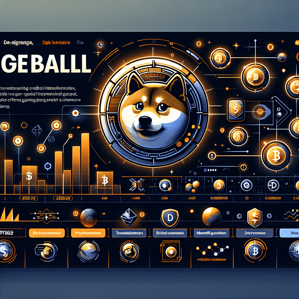 **SEO-optimized alt-text:** Sleek modern banner for DOGEBALL crypto presale at 1200 x 628 pixels, featuring a stylized DOGEBALL coin with tech-inspired design, digital tokens, glowing blockchain transaction lines, dynamic gaming icons, and vibrant play-to-earn elements; showcases early-stage investing, exponential growth with upward-trending charts, and cross-border payment cues, all rendered in bold orange, dark blue, and midnight blue brand colors for a premium fintech and gaming aesthetic.