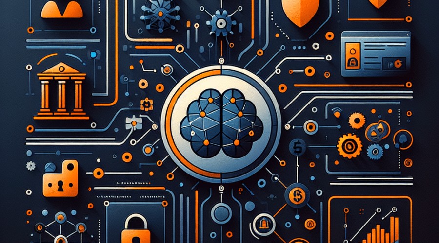 **SEO Alt-Text:** Modern fintech blog hero image visualizing abstract blockchain networks, digital assets, and AI analytics; includes finance and technology icons like shield, bank, AI brain, network nodes, and data flows symbolizing Elliptic’s secure crypto compliance solutions. Subtle references to collaborations with Nasdaq and Deutsche Bank featured, set in a sleek orange (#FF9811), dark blue (#000D43), and midnight blue (#021B88) color palette, sized 1200x628 pixels; professional, innovative, and trustworthy financial technology theme.
