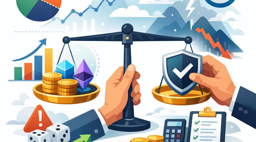 Illustration of a diversified cryptocurrency portfolio and risk-managed allocation