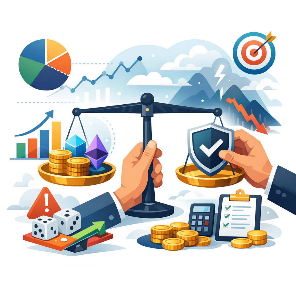 Illustration of a diversified cryptocurrency portfolio and risk-managed allocation