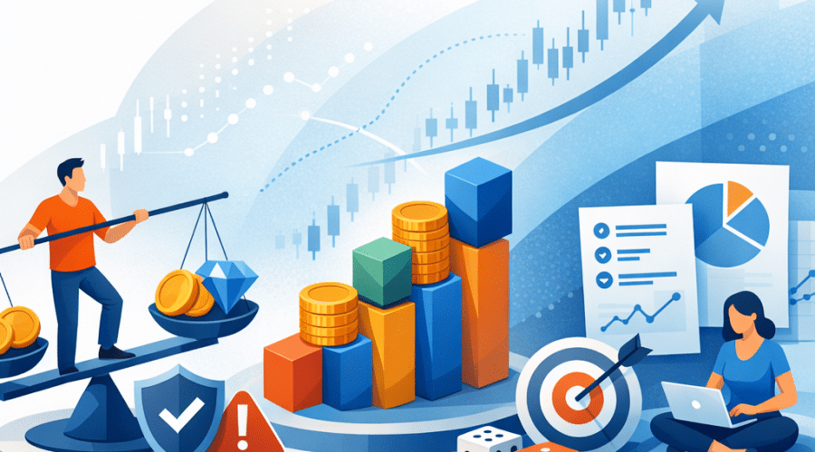 Illustration of a diversified cryptocurrency portfolio and risk-managed allocation