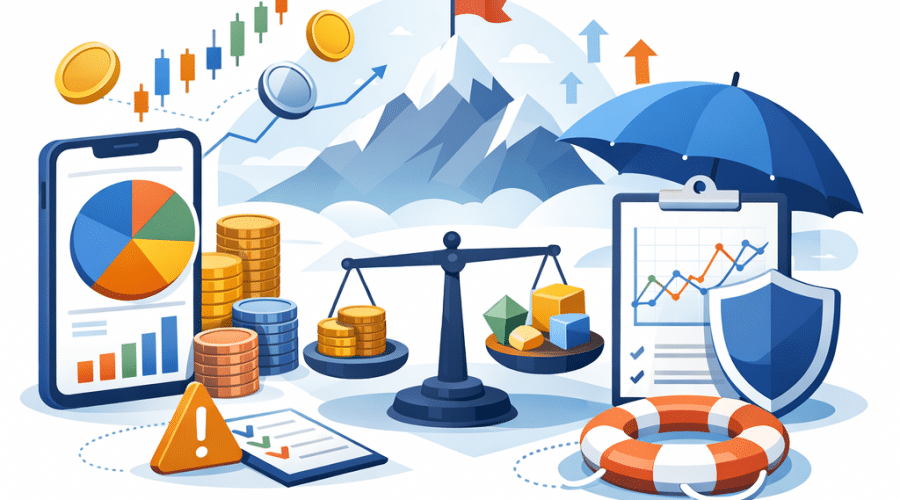 Illustration of a diversified cryptocurrency portfolio and risk-managed allocation