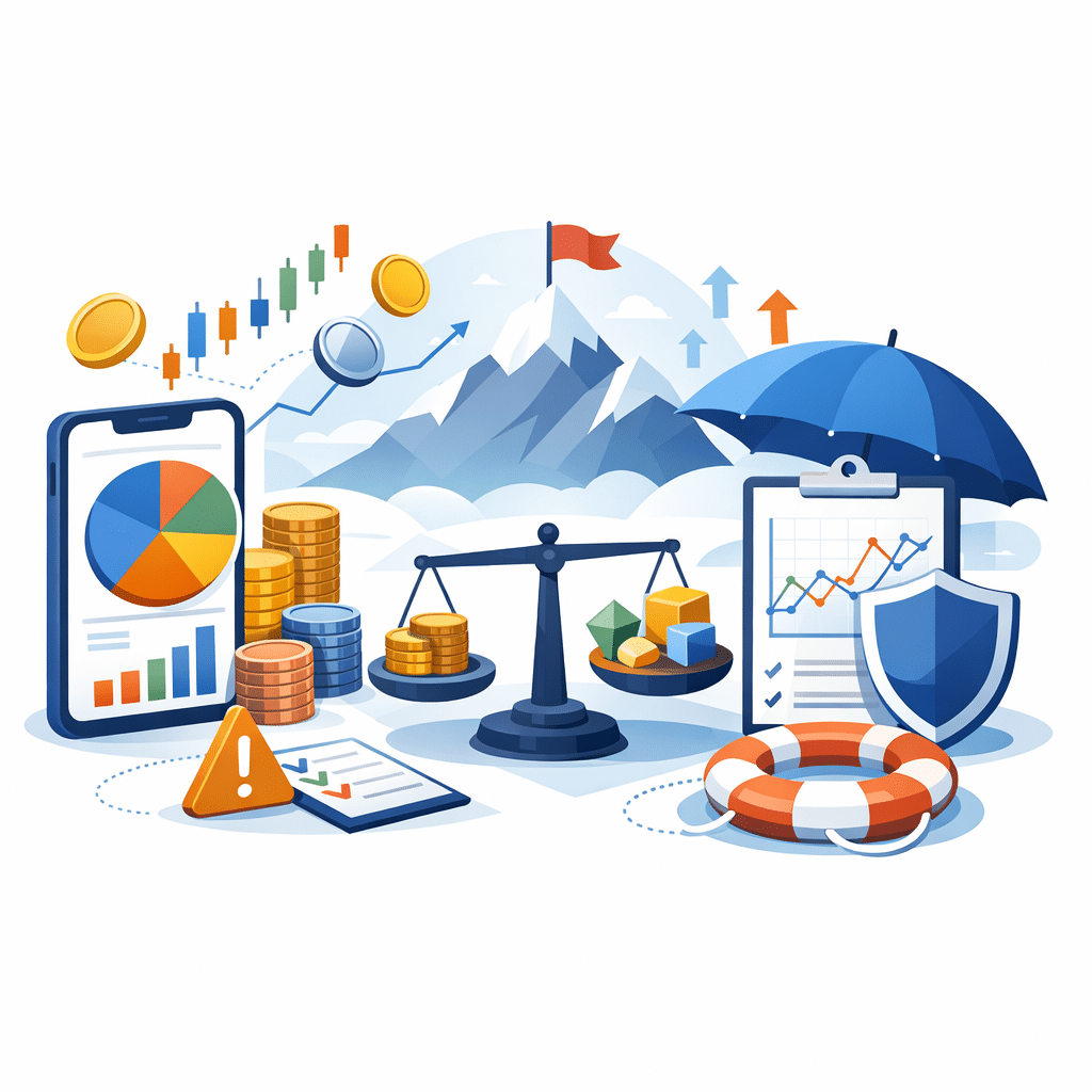 Illustration of a diversified cryptocurrency portfolio and risk-managed allocation