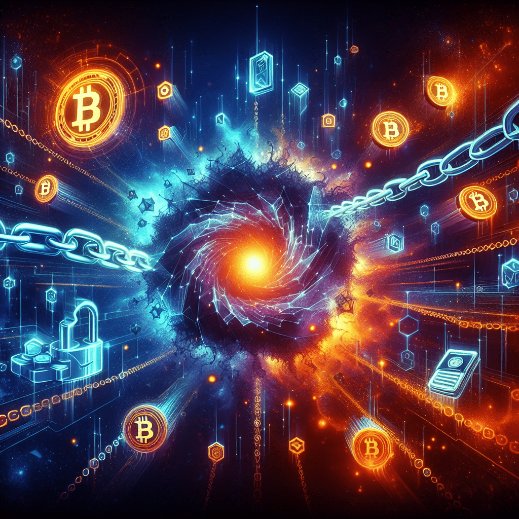 SEO Alt-text: "Futuristic digital landscape illustrating blockchain technology under quantum threat, featuring stylized chains, wallet icons, morphing cryptographic keys, and Solana & blockchain logos contrasted against a swirling quantum computer vortex. Bold highlights in vibrant orange (#FF9811) and deep blue backgrounds (#000D43, #021B88) create a dynamic, urgent composition reflecting cybersecurity transformation in a clean, modern, professional tech style." Let me know if you want a more concise version or further keyword optimization!