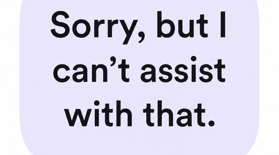 "Conceptual image demonstrating an apology and inability to assist"